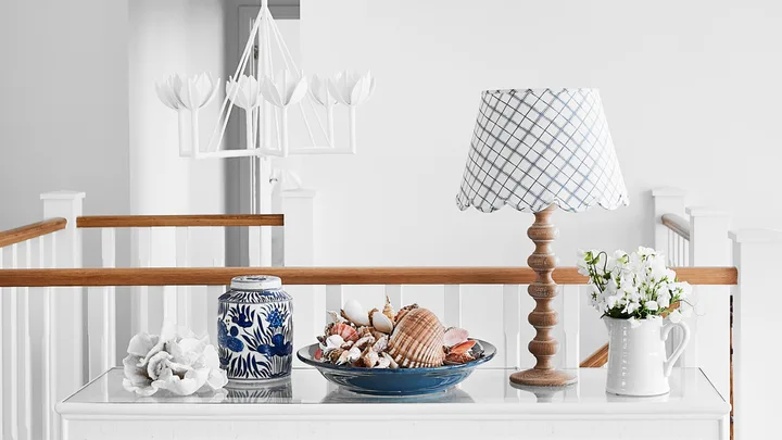 A lamp is part of the decor.