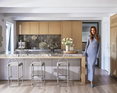 Bec Judd in the kitchen of her Arthurs Seat home