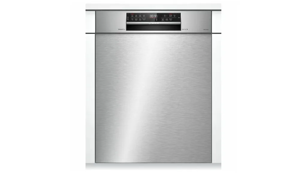Bosch Series 6 built-under dishwasher in stainless steel.