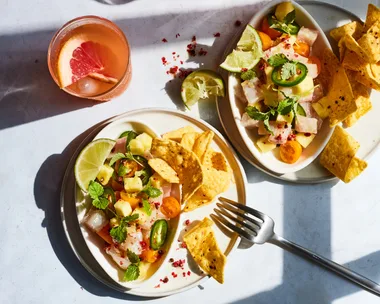 Ceviche with pineapple, preserved lemon and chilli