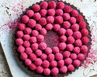 No-bake chocolate and raspberry sherbet tart