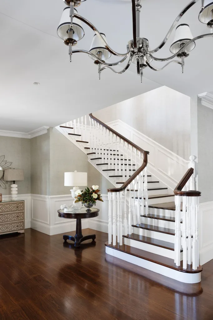 The grand staircase inside a historical brisbane home. 