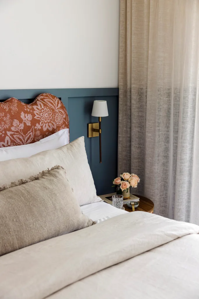 A bedroom inside a holiday house on the South Coast. 