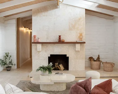 Mornington Peninsula farmhouse stone fireplace