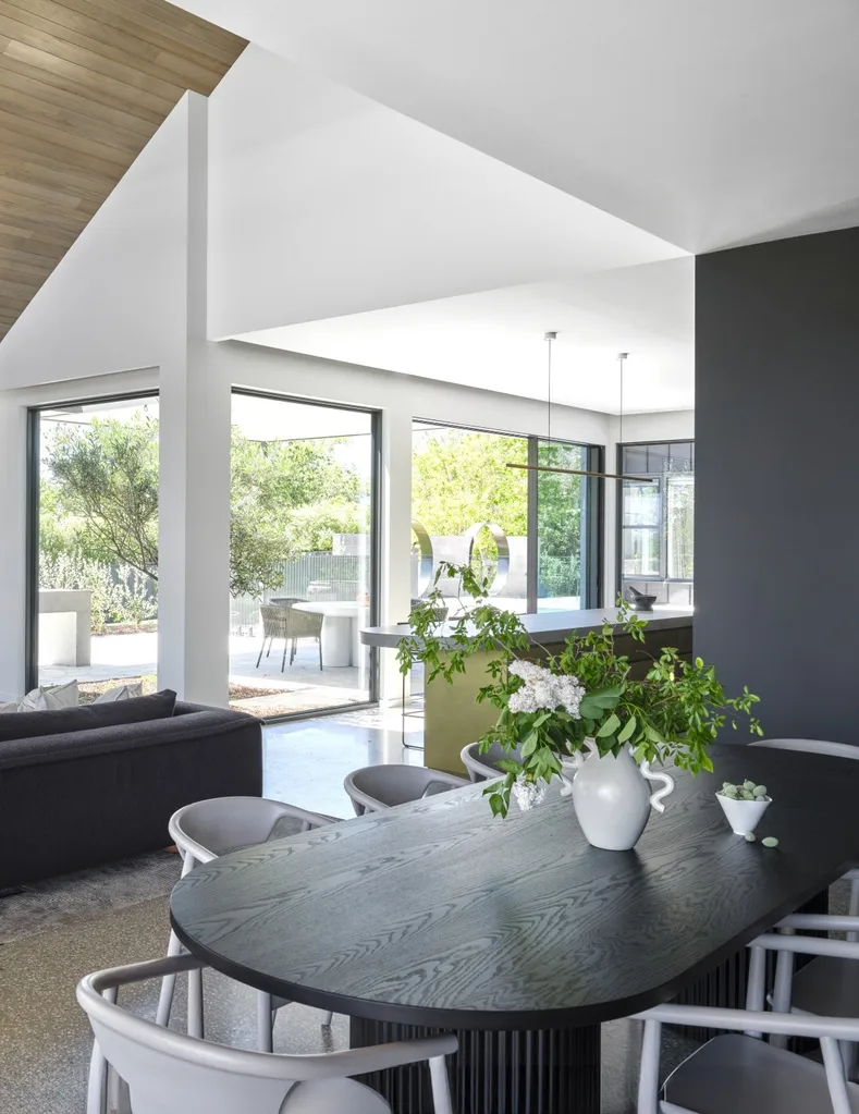 The dining room inside a home in Canberra. 