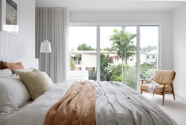 main bedroom with curtains