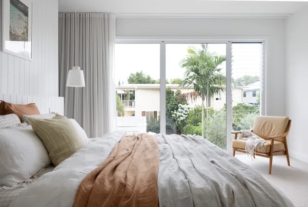 main bedroom with curtains