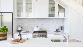A small white kitchen.