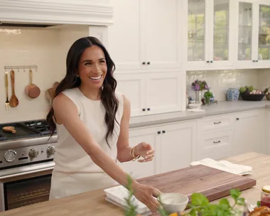 Meghan Sussex in the kitchen on her show With Love, Meghan