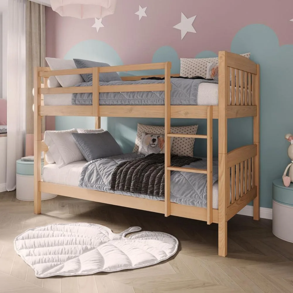 Wooden bunk beds. 