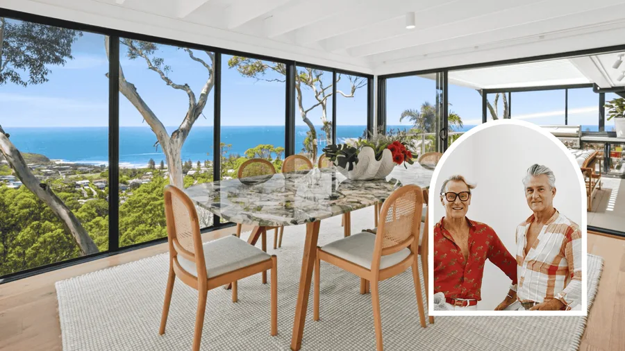 mark and mitch from the block's newport house for sale featuring dining with ocean views